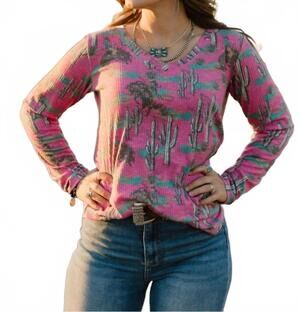 NEW STERLING KREEK blush & broncs top in pink